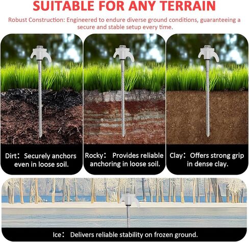 20 Pack 8" Screw in Tent Stakes, Heavy Duty Outdoor Ground Anchors in Kuwait