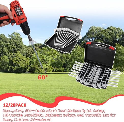 20 Pack 8" Screw in Tent Stakes, Heavy Duty Outdoor Ground Anchors in Kuwait