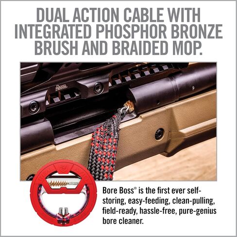 Real Avid Bore Boss Gun Snake | Cleaning System | Rapid Pull Through Barrel & BoreCleaning Cable with Integrated Brush & Mop for Quick & Mess Free Gun Cleaning in Saudi Arabia