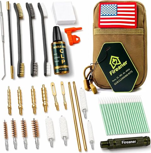 Pistol Basics Single-Caliber Cleaning Kit, Handgun Cleaning kit for 9mm, .22, .380, .40, .45Cal with Gun Snakes in Molle Pouch (Multi-Caliber) in Saudi Arabia