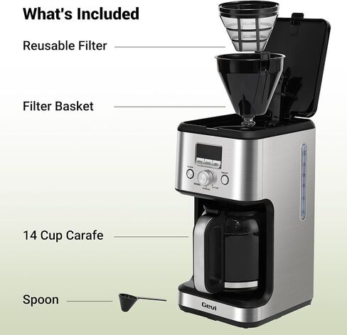 Gevi 14‑Cup Drip Coffee Maker, Programmable With Glass Carafe in Saudi Arabia