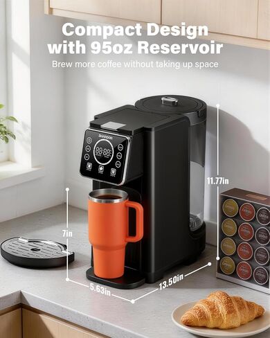 SHARDOR Single Serve & Carafe Coffee Maker, Hot & Iced Coffee Machine for K Cup Pods & Grounds, 6-32oz Brew Sizes, 95oz Removable Water Reservoir, 5 Cup Thermal Carafe, 24H Programmable, Matte Black in Saudi Arabia