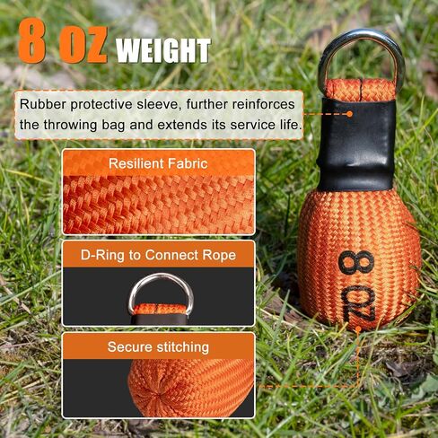Complete Arborist Throw Line & Launcher Kit, 8oz Throw Weight & 196ft Paracord Rope & Arborist Slingshot with Ground Spike, Arborist Equipment for Tree Climbing & Outdoor Setups in Saudi Arabia
