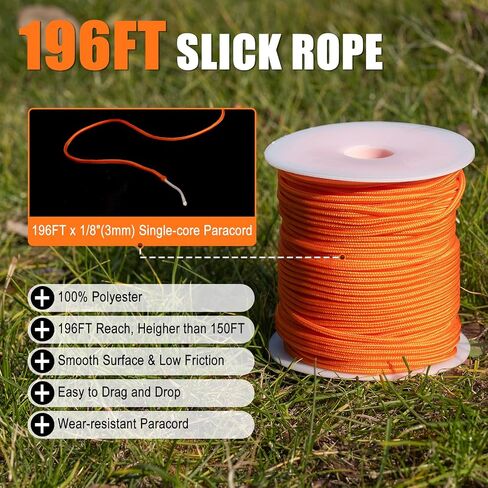 Complete Arborist Throw Line & Launcher Kit, 8oz Throw Weight & 196ft Paracord Rope & Arborist Slingshot with Ground Spike, Arborist Equipment for Tree Climbing & Outdoor Setups in Saudi Arabia