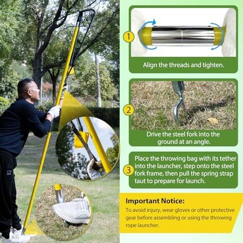 Complete Arborist Throw Line & Launcher Kit, 8oz Throw Weight & 196ft Paracord Rope & Arborist Slingshot with Ground Spike, Arborist Equipment for Tree Climbing & Outdoor Setups in Saudi Arabia