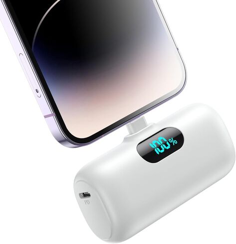 Mini Portable Charger for iPhone 14/13 Series,Upgraded 5000mAh PD Fast Charging Battery Pack,LCD Display Cute Power Bank Portable Phone Charger for iPhone 14/14 Pro Max/13/12 Pro/11/XS/XR/X/8/7/6 in Saudi Arabia
