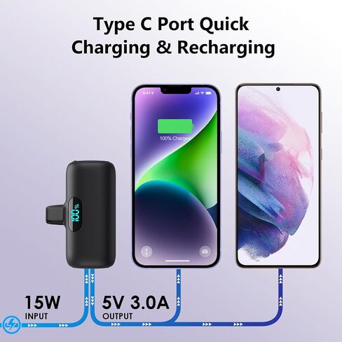 Mini Portable Charger for iPhone 14/13 Series,Upgraded 5000mAh PD Fast Charging Battery Pack,LCD Display Cute Power Bank Portable Phone Charger for iPhone 14/14 Pro Max/13/12 Pro/11/XS/XR/X/8/7/6 in Saudi Arabia