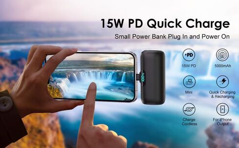 Mini Portable Charger for iPhone 14/13 Series,Upgraded 5000mAh PD Fast Charging Battery Pack,LCD Display Cute Power Bank Portable Phone Charger for iPhone 14/14 Pro Max/13/12 Pro/11/XS/XR/X/8/7/6 in Saudi Arabia