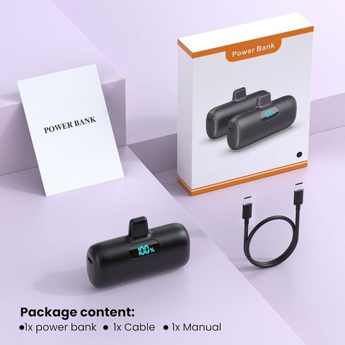 Mini Portable Charger for iPhone 14/13 Series,Upgraded 5000mAh PD Fast Charging Battery Pack,LCD Display Cute Power Bank Portable Phone Charger for iPhone 14/14 Pro Max/13/12 Pro/11/XS/XR/X/8/7/6 in Saudi Arabia