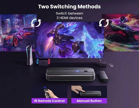 HDMI Switch 5 in 1 Out with Remote 4K@60Hz, HDMI Splitter Support HDCP2.2, HDR, 3D, Dolby Support, 3 Port Switcher Selector Box with Xbox, PS5/4/3, Fire Stick Roku Blu-Ray Player (5 in 1 Out) in Saudi Arabia