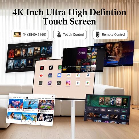 تلفزيون ذكي محمول مقاس 32 بوصة بدقة 4K على عجلات، وشاشة تعمل باللمس in Kuwait