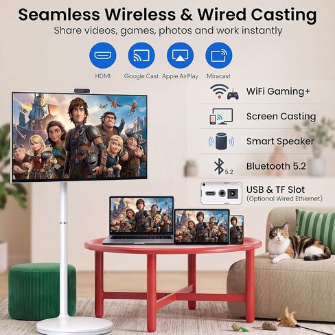 تلفزيون ذكي محمول مقاس 32 بوصة بدقة 4K على عجلات، وشاشة تعمل باللمس in Kuwait