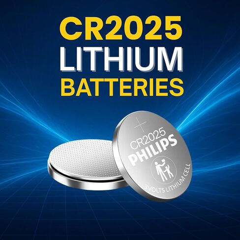 PHILIPS CR2025 Battery 5 Pack | CR 2025 Batteries | Up to 70% More Power | 10 Year Shelf Life | CR 2025 3v Lithium Coin Battery | Best for Car Key Fob Remote, Medical Devices, Watches. in Saudi Arabia