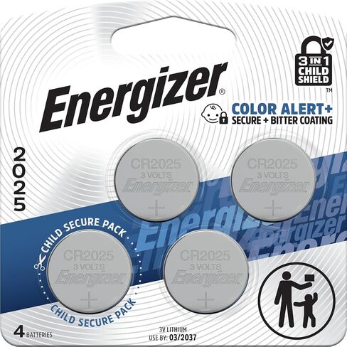 Energizer 2025 Batteries (4 Pack), 3V Lithium Coin Batteries With 3-in-1 Child Shield in Saudi Arabia