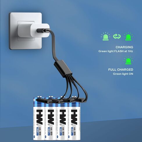 HW Rechargeable AA Lithium Batteries 4-Pack, 1.5V 3600mWh USB-C in Saudi Arabia