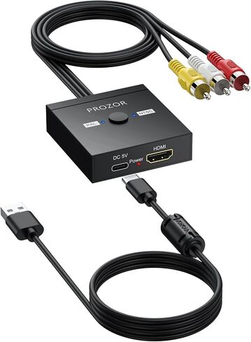 PROZOR HDMI to RCA Converter, 1080P HDMI to AV Composite Adapter Supports PAL/NTSC HDMI to AV Adapter for TV Stick Fire Stick Roku Apple TV Chromecast Plug and Play in Saudi Arabia