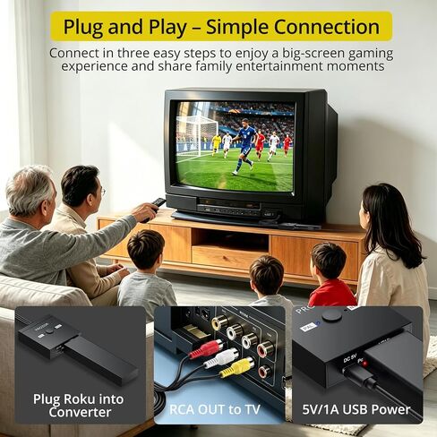 PROZOR HDMI to RCA Converter, 1080P HDMI to AV Composite Adapter Supports PAL/NTSC HDMI to AV Adapter for TV Stick Fire Stick Roku Apple TV Chromecast Plug and Play in Saudi Arabia