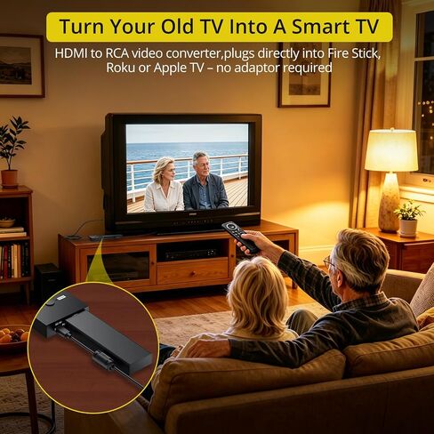 PROZOR HDMI to RCA Converter, 1080P HDMI to AV Composite Adapter Supports PAL/NTSC HDMI to AV Adapter for TV Stick Fire Stick Roku Apple TV Chromecast Plug and Play in Saudi Arabia