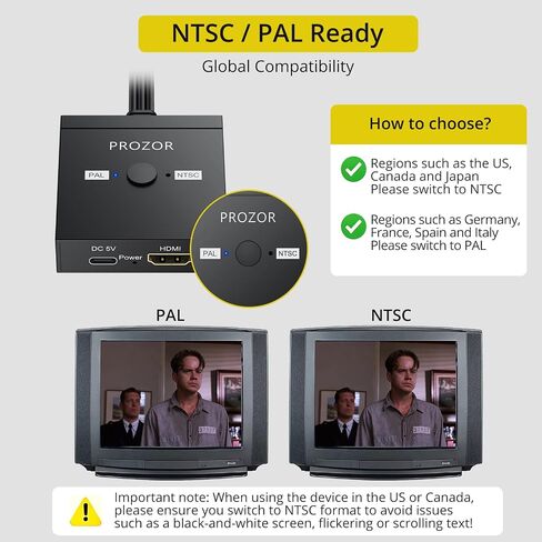 PROZOR HDMI to RCA Converter, 1080P HDMI to AV Composite Adapter Supports PAL/NTSC HDMI to AV Adapter for TV Stick Fire Stick Roku Apple TV Chromecast Plug and Play in Saudi Arabia