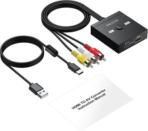 PROZOR HDMI to RCA Converter, 1080P HDMI to AV Composite Adapter Supports PAL/NTSC HDMI to AV Adapter for TV Stick Fire Stick Roku Apple TV Chromecast Plug and Play in Saudi Arabia
