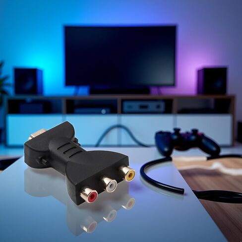 Black HDMI to RCA Adapter, HDMI Male to 3 RCA Female Converter, AV Adaptor Audio Video Adapter Converter for TV HDTV DVD, Home Audio Accessories, Video Converters in Saudi Arabia