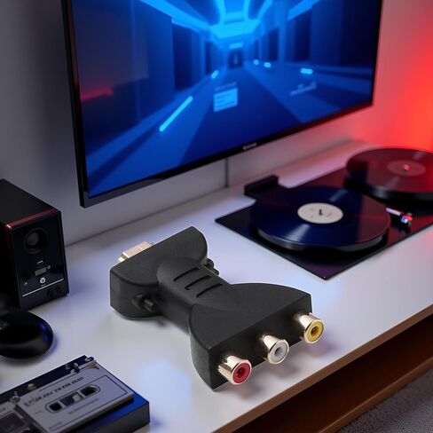 Black HDMI to RCA Adapter, HDMI Male to 3 RCA Female Converter, AV Adaptor Audio Video Adapter Converter for TV HDTV DVD, Home Audio Accessories, Video Converters in Saudi Arabia