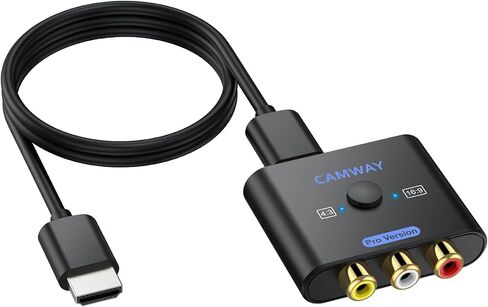 CAMWAY RCA to HDMI Converter - 1080P AV to HDMI Video Converter 16:9/4:3 Conversion Mini Composite CVBS Audio Video Adapter Supports PAL,NTSC for Wii,PS1,PS2,N64,X-Box,VHS, VCR, Blue-Ray DVD Players in Saudi Arabia