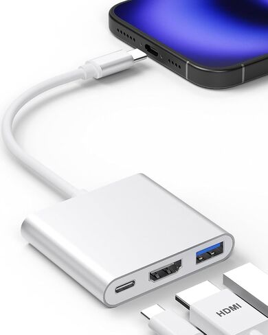 iPhone to HDMI Adapter for TV, USB C to HDMI Converter for iPhone 15/16, Type C Digital AV HDMI Adapter with Fast PD Charging, Compatible with iPhone15/16 MacBook Ipad, Not applicable to Lightning in Saudi Arabia
