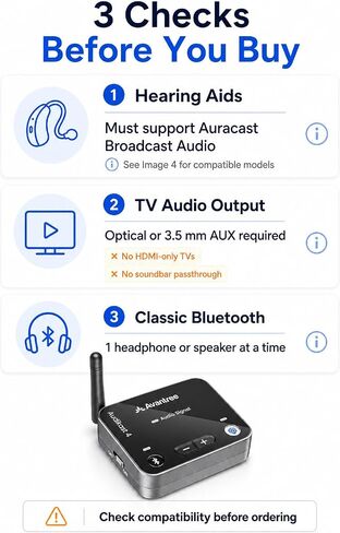 Avantree Audikast 4T - Auracast TV Transmitter for Selected Hearing Aids in Saudi Arabia
