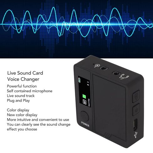 Live Sound Card Voice Changer, 11 Sound Effects Plug and Play Handheld Mini Voice Changer Device for Cell Phone Karaoke, Electric Music, Voice Chat, Game Hacking, Cell Phone Live in Saudi Arabia