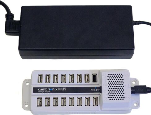 محطة شحن ومزامنة USB Cambrionix PowerPad15S ذات 15 منفذًا (الولايات المتحدة: DS-SC-PP15)، أبيض in Saudi Arabia