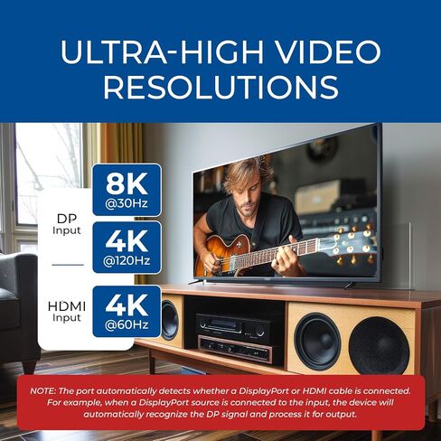 OREI 8K@30Hz DP|HD Audio Extractor Converter 3.5mm Optical CEC HDR HDCP 2.3 in Saudi Arabia