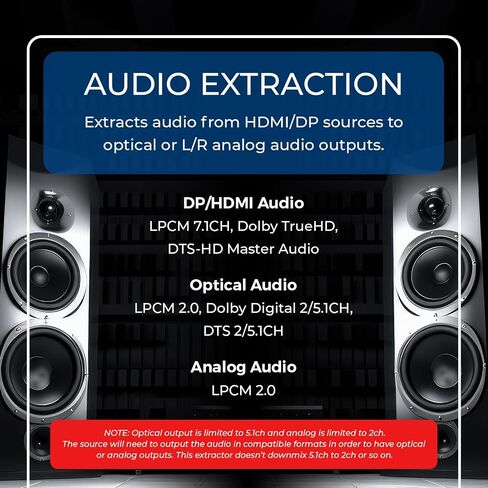 OREI 8K@30Hz DP|HD Audio Extractor Converter 3.5mm Optical CEC HDR HDCP 2.3 in Saudi Arabia