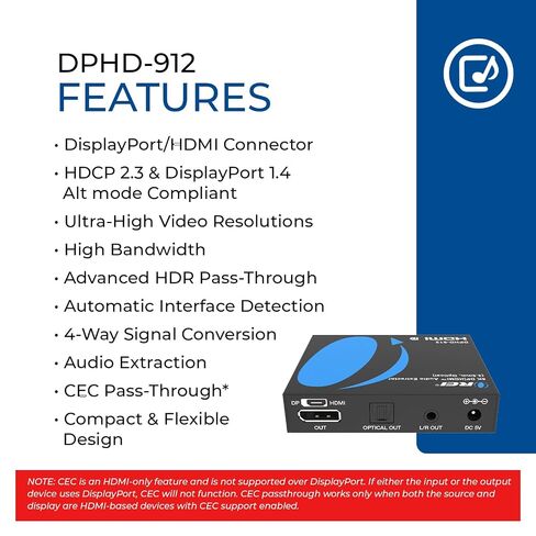 OREI 8K@30Hz DP|HD Audio Extractor Converter 3.5mm Optical CEC HDR HDCP 2.3 in Saudi Arabia