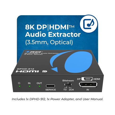 OREI 8K@30Hz DP|HD Audio Extractor Converter 3.5mm Optical CEC HDR HDCP 2.3 in Saudi Arabia