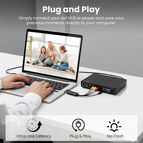 VHS to Digital Converter, USB Video Capture Card Device, RCA to USB A Converter, Convert VHS Mini DV VCR Hi8 DVD Player Tape to Digital for Camcorder in Saudi Arabia