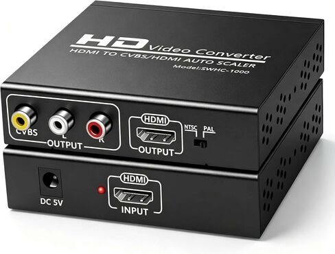 HDMI to RCA and HDMI Adapter Converter, 3RCA CVBS AV Composite Video Audio Adapter/Splitter, Support 1080P, PAL, NTSC, for HD TV, Older TV,Camera, Monitor, etc in Saudi Arabia