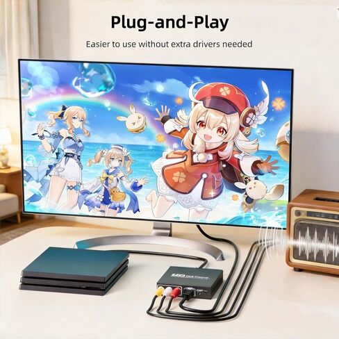 HDMI to RCA and HDMI Adapter Converter, 3RCA CVBS AV Composite Video Audio Adapter/Splitter, Support 1080P, PAL, NTSC, for HD TV, Older TV,Camera, Monitor, etc in Saudi Arabia