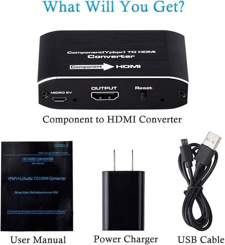 Component to HDMI, Component to HDMI Converter, YPbPr to HDMI Converter Supports Video Audio HDMI V1.4 for DVD PSP Xbox 360 PS2 Nintendo to HDTV Monitor and Projector (Black) in Saudi Arabia