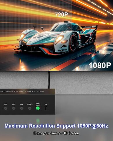 4-In 1-Out RCA to HDMI Converter with Remote – AV Composite to HDMI Adapter 1080P/720P, Supports 4:3/16:9 Switch, Compatible with PS1/PS2/PS3, Xbox, N64, SNES, Wii, DVD, VCR, Camcorder – Plug & Play in Saudi Arabia