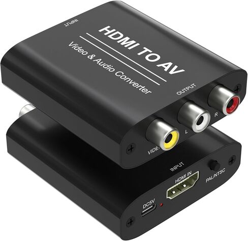 HDMI to RCA Converter, HDMI to AV Adapter, Red Yellow White CVBs Composite Video Audio Converter for Old TV Compatible PAL/NTSC for Apple TVs, Fire TV Stick, Chromecast, Roku, DVD, Android TVs Box in Saudi Arabia