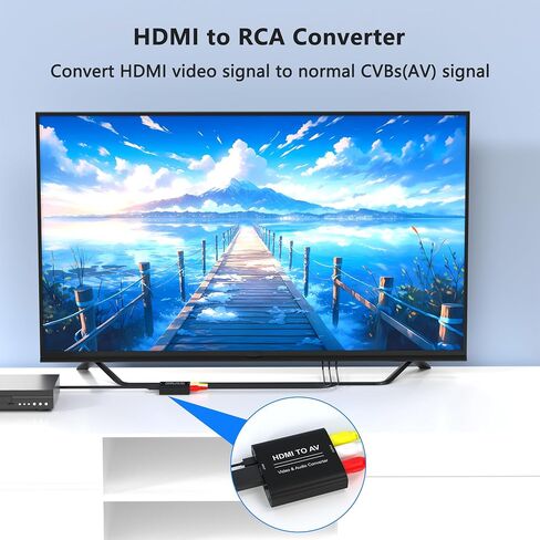 HDMI to RCA Converter, HDMI to AV Adapter, Red Yellow White CVBs Composite Video Audio Converter for Old TV Compatible PAL/NTSC for Apple TVs, Fire TV Stick, Chromecast, Roku, DVD, Android TVs Box in Saudi Arabia