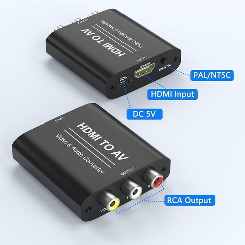 HDMI to RCA Converter, HDMI to AV Adapter, Red Yellow White CVBs Composite Video Audio Converter for Old TV Compatible PAL/NTSC for Apple TVs, Fire TV Stick, Chromecast, Roku, DVD, Android TVs Box in Saudi Arabia