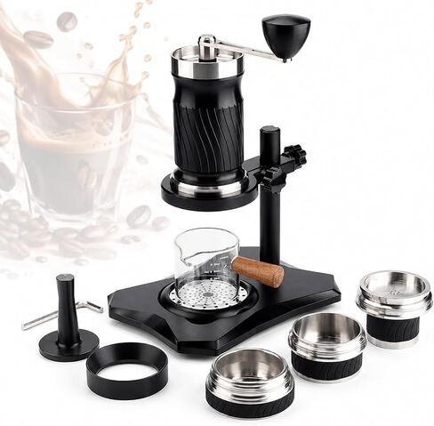 Hand Crank Coffee Machine Set, Portable Manual Espresso Coffee Maker, Operating Pressure 9 Bar - 12 Bar, Free Control Of Water Temperature, For Cappuccino, Latte, Silver, Outdoor Trave in Saudi Arabia