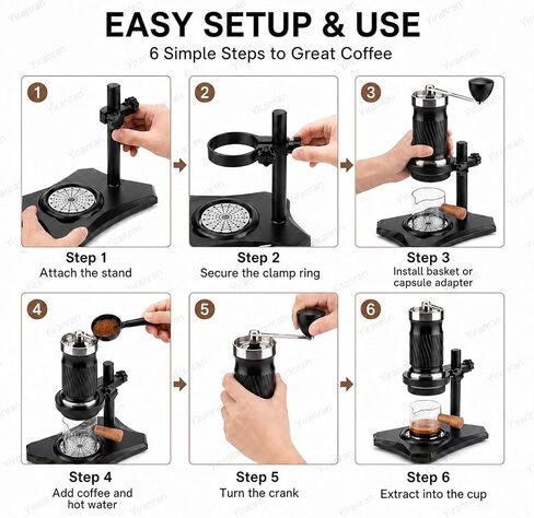 Hand Crank Coffee Machine Set, Portable Manual Espresso Coffee Maker, Operating Pressure 9 Bar - 12 Bar, Free Control Of Water Temperature, For Cappuccino, Latte, Silver, Outdoor Trave in Saudi Arabia