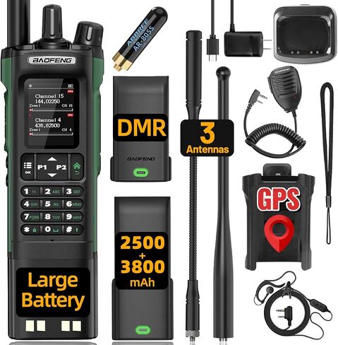 baofeng DM32 راديو DMR هام راديو محمول طويل المدى لاسلكي لاسلكي قابل لإعادة الشحن 2500/3800 مللي أمبير بطارية GPS DM-32UV رقمي للطوارئ NOAA الطقس 5RM راديو تكتيكي للبقاء على قيد الحياة والصيد in Saudi Arabia