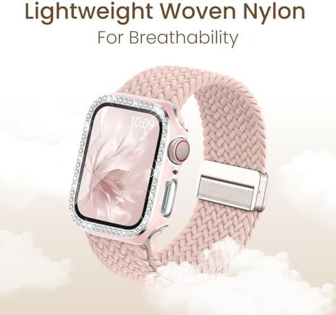 Stretchy Bands and Bling Case Compatible with Apple Watch Bands for Women 40mm 44mm 41mm 45mm 42mm 46mm in Saudi Arabia