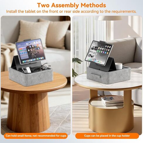 KDD Tablet Pillow Stand, Adjustable iPad Holder for Bed, Lap and Desk with Two Cup Holder and Storage Tray, 360°Rotating Clip Soft Dock Compatible with iPad Pro 12.9, Air, Mini, Phone and E-Reader in Saudi Arabia