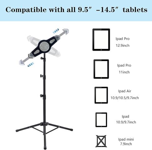 Raking Tablet Floor Tripod Stand with 360° Tablet Holder Mount in Saudi Arabia