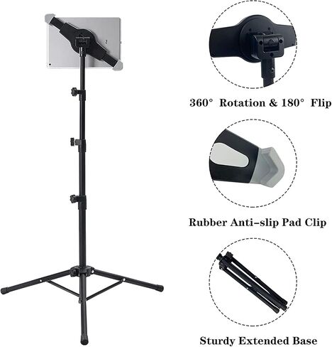 Raking Tablet Floor Tripod Stand with 360° Tablet Holder Mount in Saudi Arabia